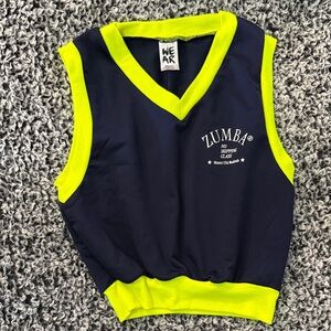 Zumba Fitness Navy Top with Neon Yellow Trim